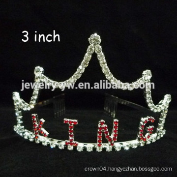 fashion metal silver plated crystal custom king crown headband